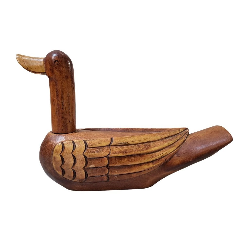 Vintage Wooden Carved Duck Decoy Decor